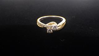 14K Two-Stone Diamond Bypass Accent Ring Yellow Gold 4.1g Size 7